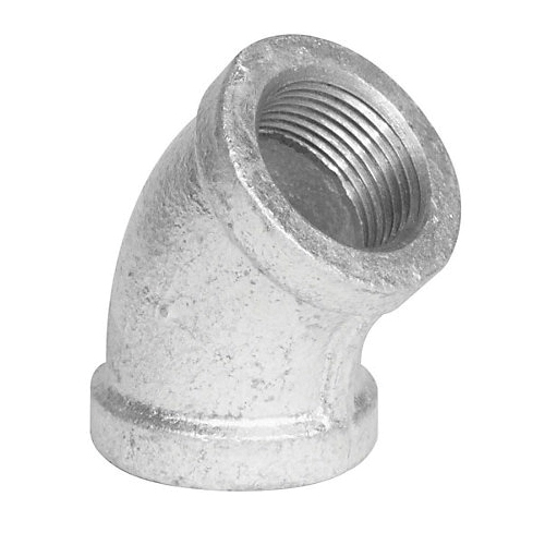 Galvanized Malleable Iron Class 300 XH 45 deg Elbow, Threaded, Import