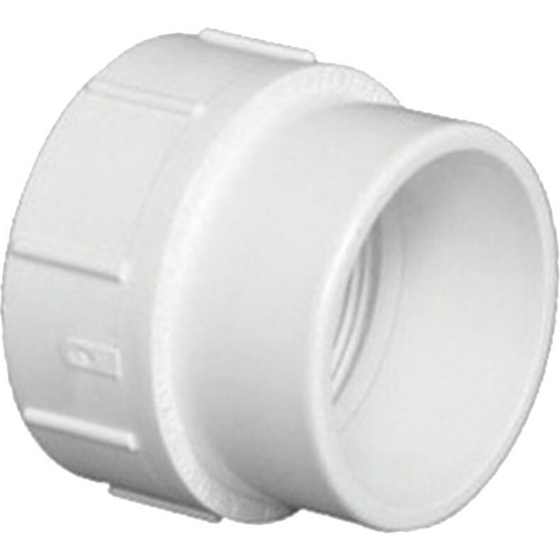White PVC SCH 40 DWV Cleanout Adapter, Spigot x FNPT