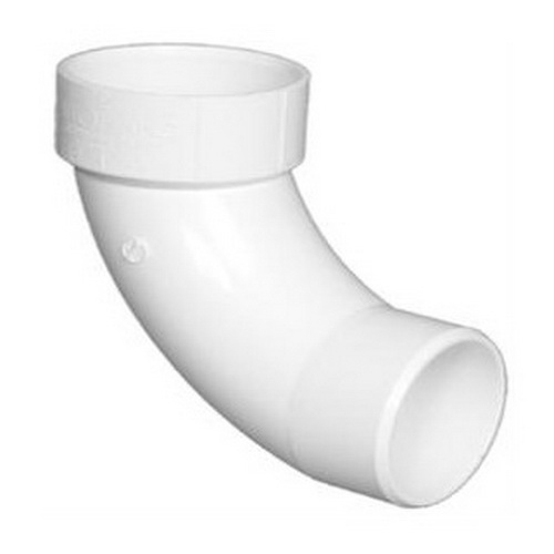 White PVC SCH 40 90 deg Long Sweep DWV Street Elbow, Hub x Spigot