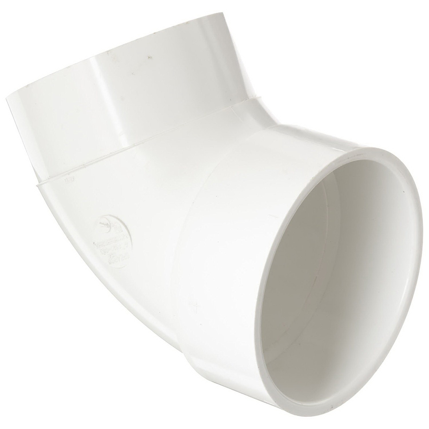 White PVC SCH 40 60 deg DWV Street Elbow, Hub x Spigot