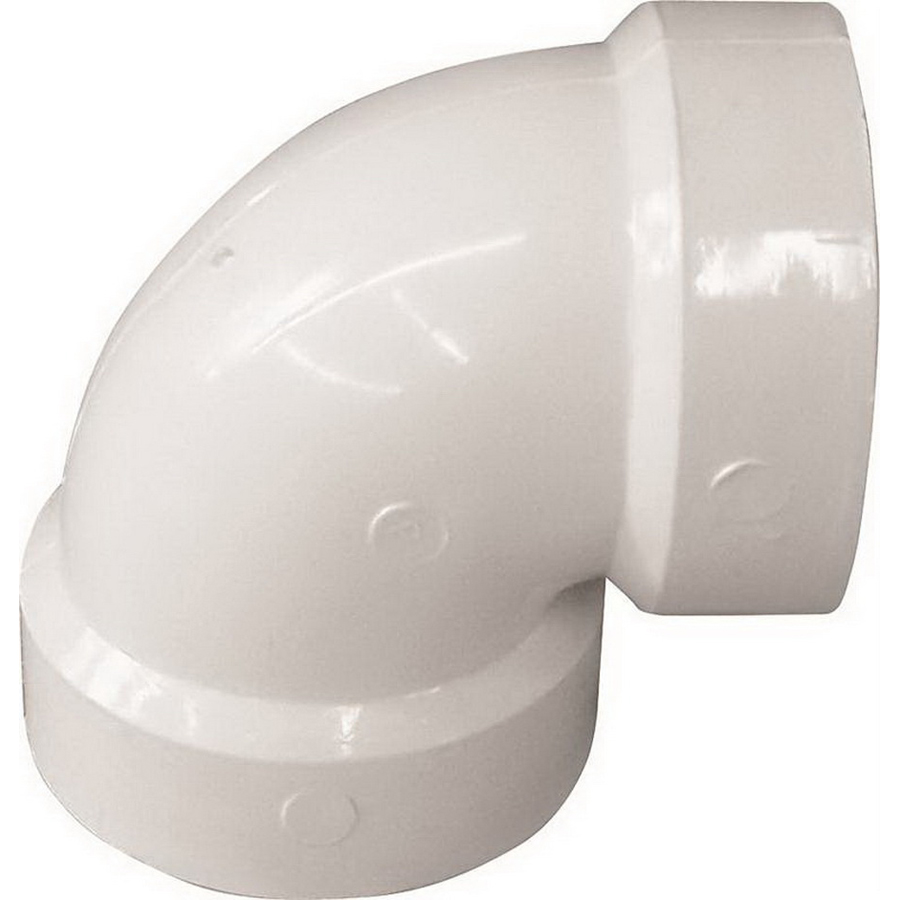 White PVC SCH 40 DWV Vent Elbow, Hub