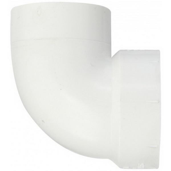 White PVC SCH 40 DWV Vent Street Elbow, Hub x Spigot