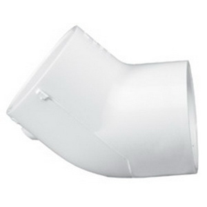 White PVC SCH 40 Molded 45 deg Elbow, Socket