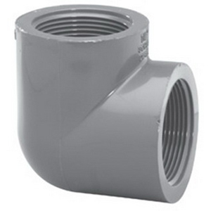 Gray PVC SCH 80 Molded 90 deg Elbow, FNPT