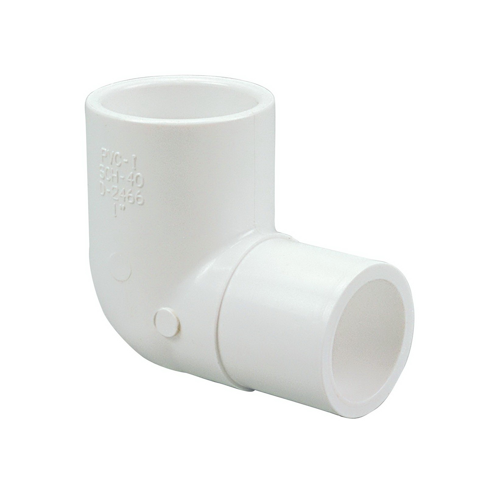 White PVC SCH 40 Molded 90 deg Street Elbow, Socket x Spigot