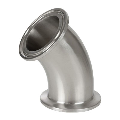 304 Stainless Steel 45 deg Sanitary Elbow, Clamp End