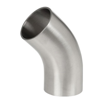 304 Stainless Steel 45 deg Sanitary Tube Bend Long Radius Elbow, Weld
