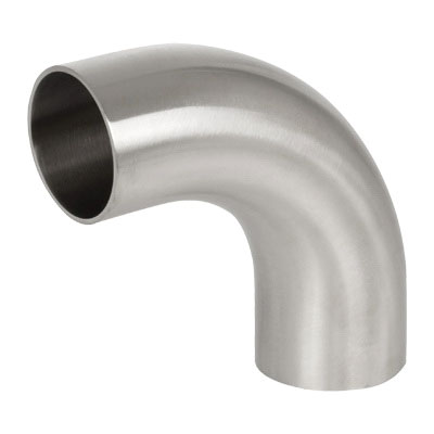 304 Stainless Steel 90 deg Sanitary Tube Bend Long Radius Elbow, Weld