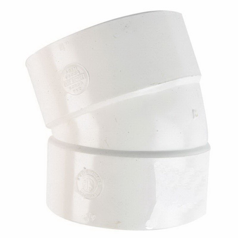 PVC Injection Molded 22.5 deg Elbow, Solvent Weld Hub, Domestic