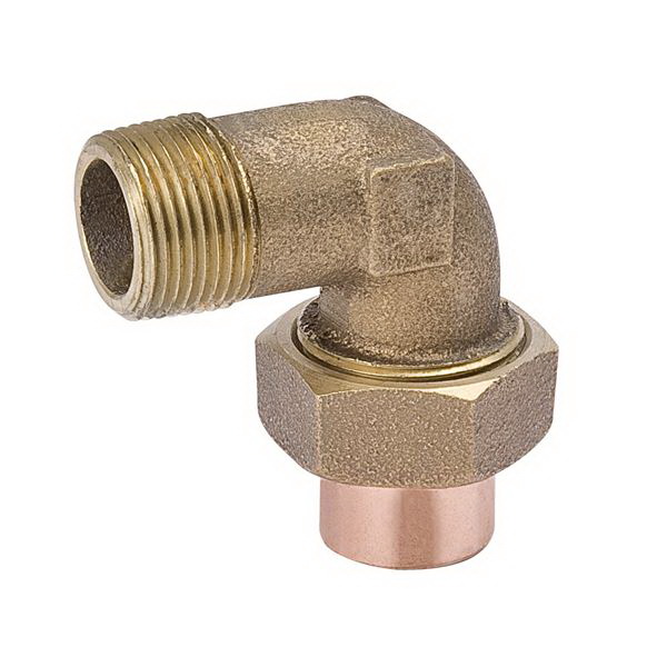 Brass Alloy Cast 90 deg Union Elbow, Copper (Female Solder) x MNPT
