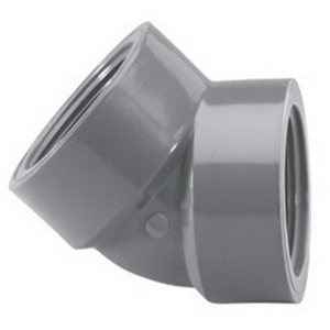 Gray PVC SCH 80 Molded 45 deg Elbow, FNPT