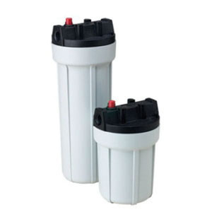 SLIM LINE OPAQUE FILTER HOUSING 4-7/8"L, 3/8" INLET/OUTLET w/PRESS RELIEF BUTTON & MTG BRKT AMER PLUM 152007