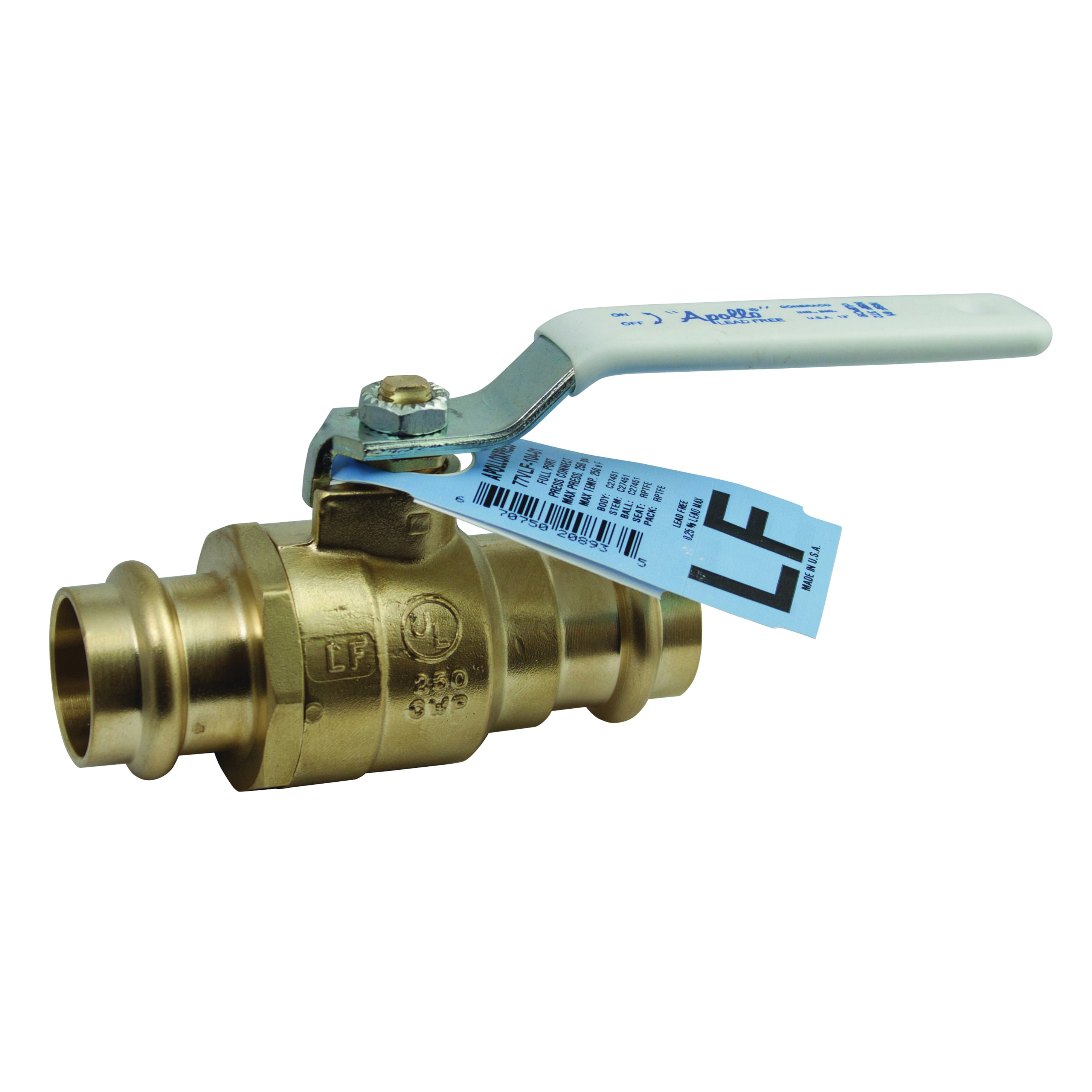 Apollo® Apollopress® 77VLF Series Lead Free Brass 2-Piece Full Port Ball Valve - Press - 250 psi - 0 - 250 deg F