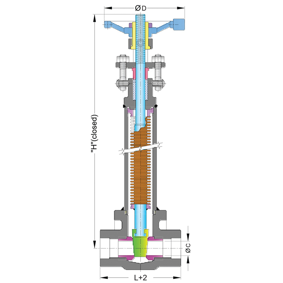 Bell-O-Seal FBGT-T Forged Carbon Steel Gate Valve, Threaded, Class 800, -29 to 425 deg C