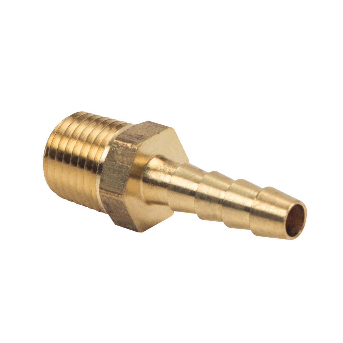 #125-4-4 1/4" x 1/4" MIP BRASS MALE HOSE BARB ADPT *NOT approved for potable water.