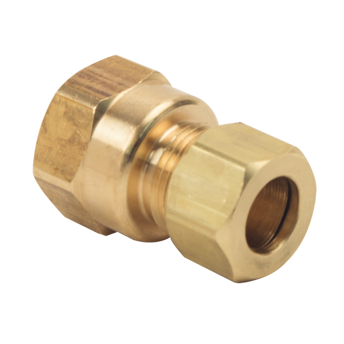 #66-6-6 3/8" OD TUBE x 3/8" FIP BRASS COMPRESSION FEMALE ADPT *NOT approved for potable water.