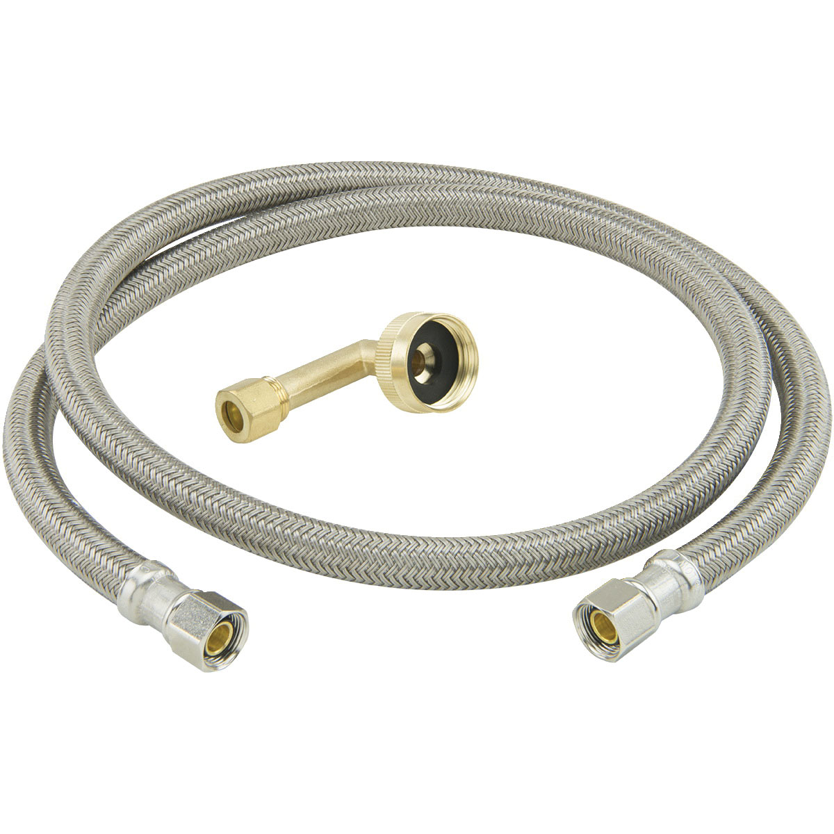 B1-48DW12F BRASSCRAFT SUPPLY LINE 3/8 COMP X 3/8 COMP X 48" LONG W/ 3/4 GARDEN HOSE ELL