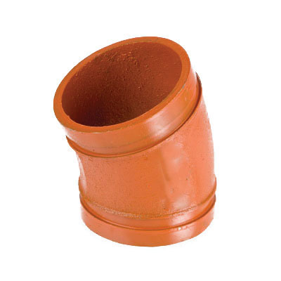 Smith-Cooper® Cooplok™ Orange Painted Ductile Iron 22.5 deg Standard Radius Elbow, Grooved, Import