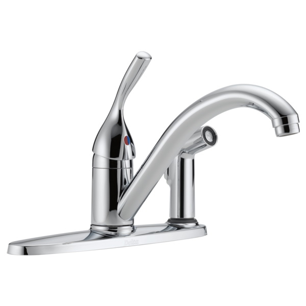 DELTA 300-DST CLASSIC CHROME SINGLE HDL KITCHEN FAUCET W/INTEGRAL SPRAY