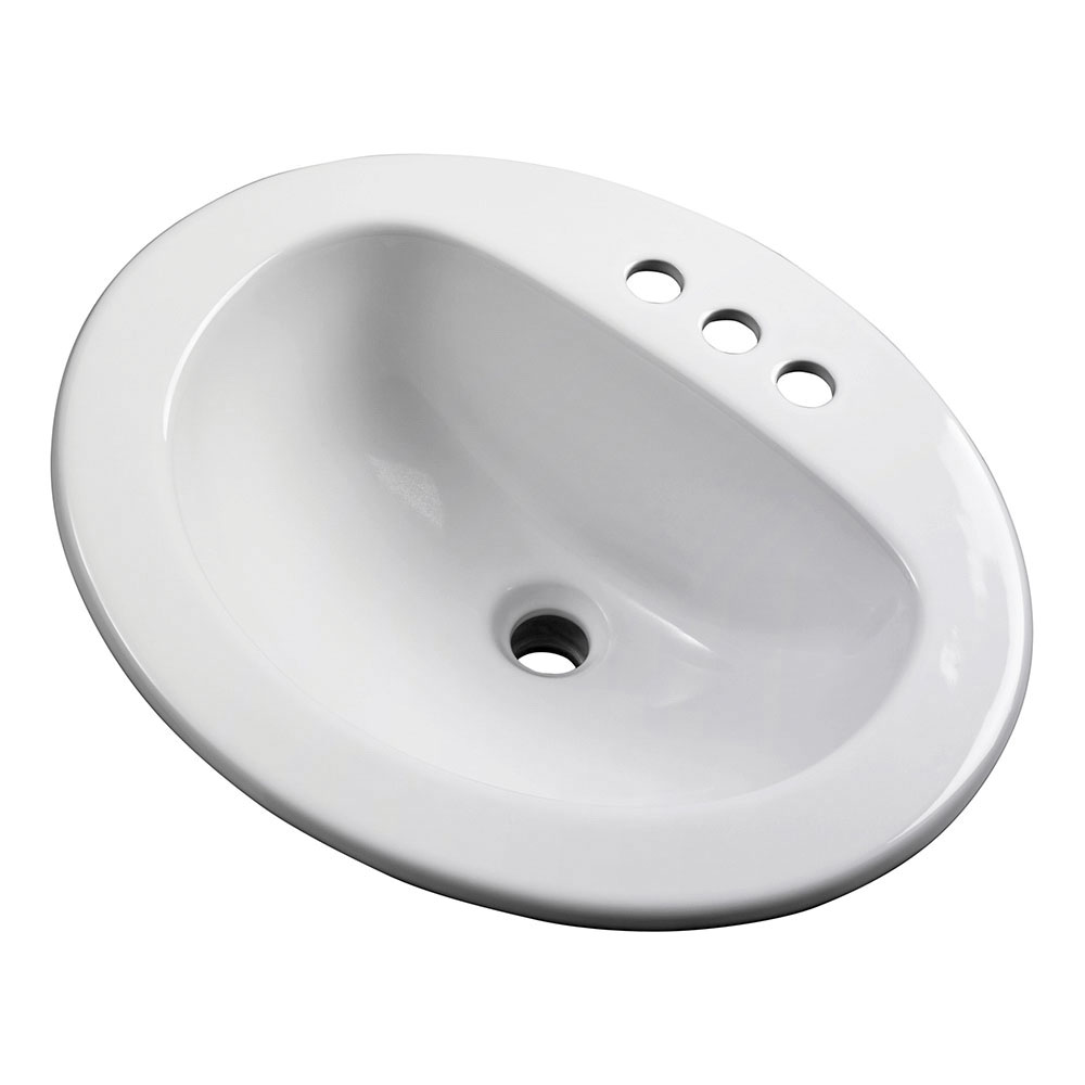 GERBER #12-834-CH-WH 20"x17" OVAL DROP IN LAVATORY, 4" FAUCET CENTERS
