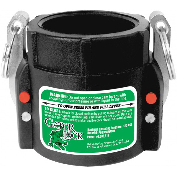 Green Leaf® GatorLock® Polypropylene Type D Cam Lever Coupling, Female Coupler x FNPT