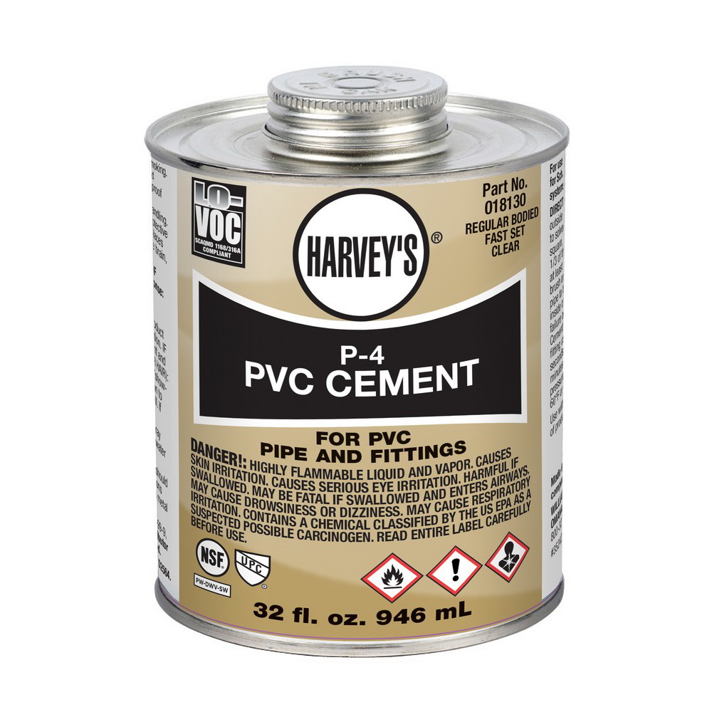 QT CAN P-4 PVC CLEAR CEMENT REGULAR BODIED HARVEY 018130-12 (HAZMAT - NO UPS)