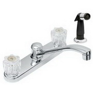MATCO-NORCA CLASSIC ELEGANCE-EURO DESIGN CL-242C(#FT-310ED), 8" CHROME PLATE KITCHEN FAUCET, ACRYLIC HANDLES, WASHERLESS CARTRIDGE, W/ SPRAY (ADA)
