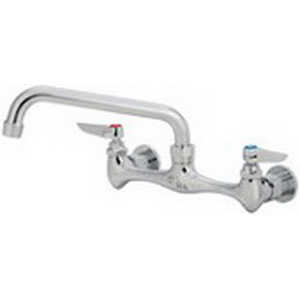 MATCO-NORCA CL-308CH(#RQ-808) 8" CHROME PLATE WALL MOUNT FAUCET, METAL LEVER HANDLES, 8" CAST BRASS SPOUT