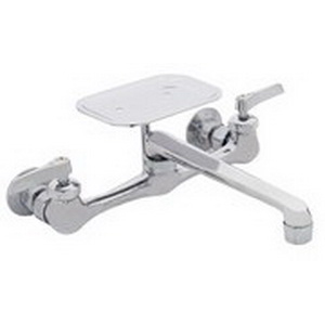 MATCO-NORCA CL-312CS(#FT-312), 8" CHROME PLATE WALL MOUNT KITCHEN FAUCET, METAL HANDLES, 12" TUBULAR SPOUT WITH SOAP DISH