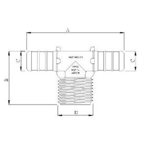 1/2 PEX x 1/2 PEX x 1/2 MIP TEE POLY PEX #PPSUT03M