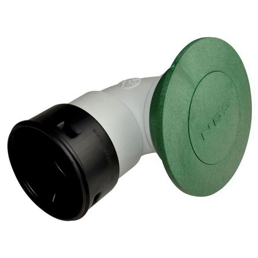 6 NDS 624 POP-UP EMITTER (GREEN) W/90 ELL & CORR PIPE ADPT (FITS 6" CORR PIPE)