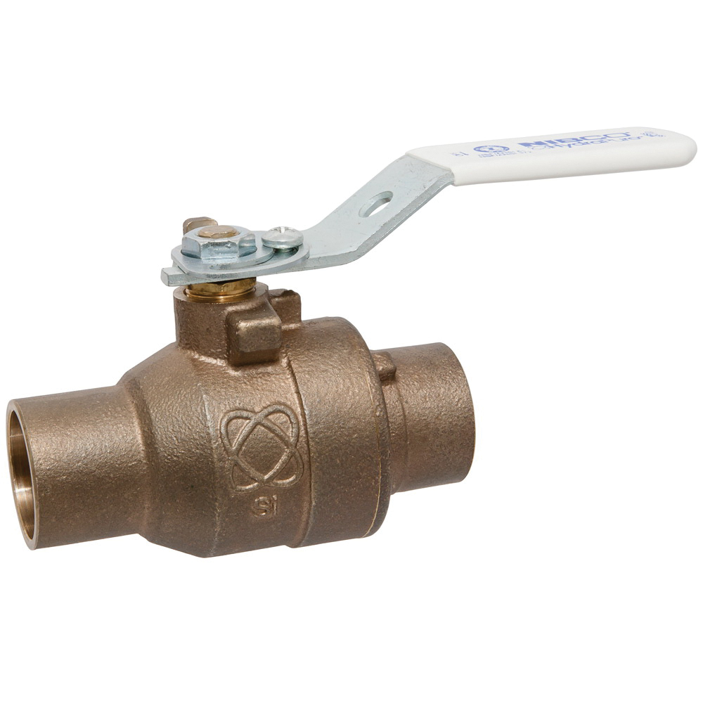 Nibco® Lead Free Silicon Bronze 2-Piece Full Port Ball Valve, Solder, 600 psi, 300 deg F
