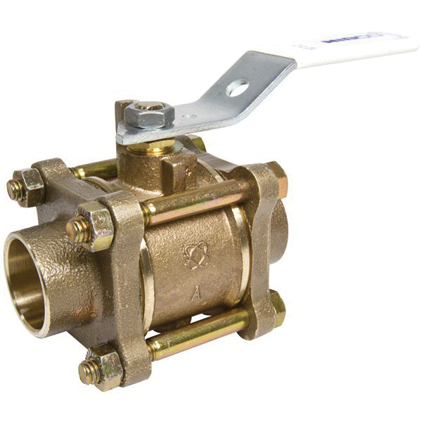 Nibco® Lead Free Silicon Bronze 3-Piece Full Port Ball Valve, Solder, 600 psi, 300 deg F