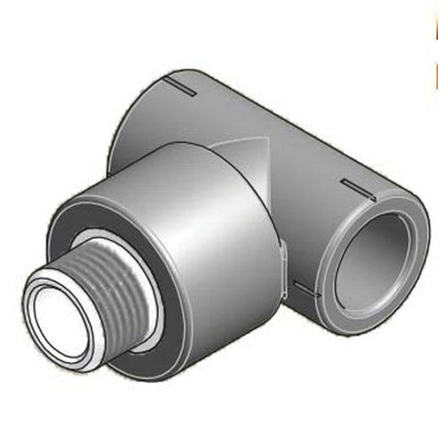 3/4x1/2 MALE THRD TEE W/NPT & SS-SOCKET FUSION 27NTM2512SSNPT