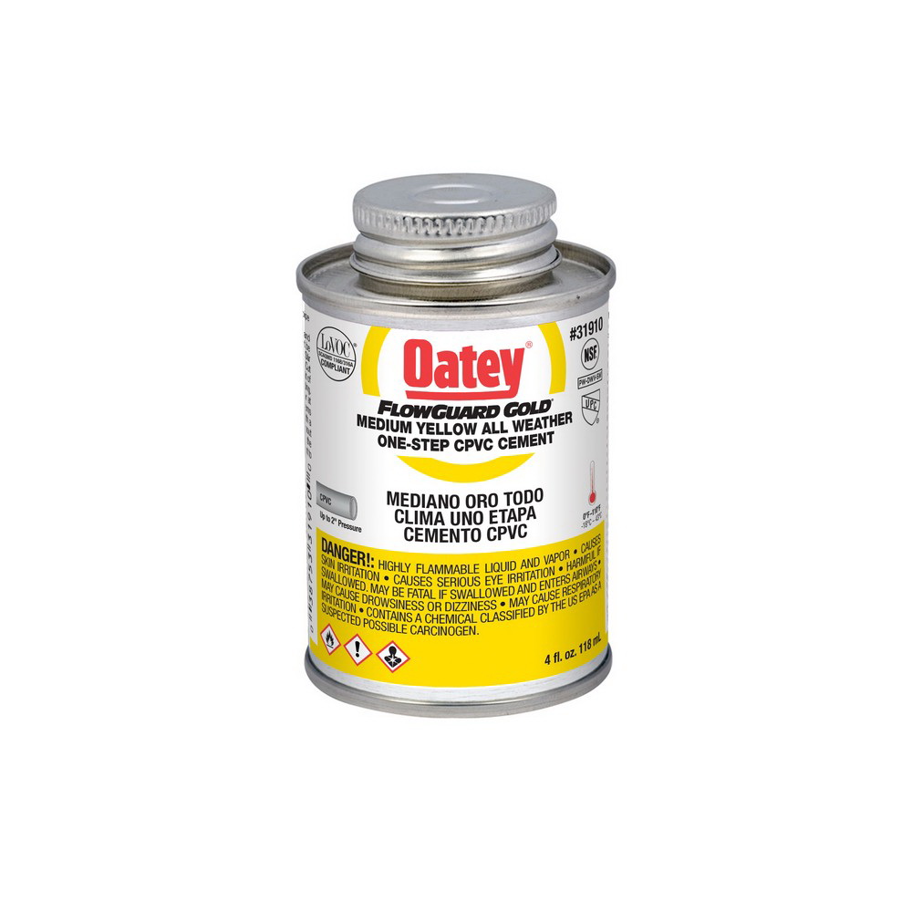 1/4 PT CAN LO-V.O.C. CPVC FLOWGUARD GOLD 1-STEP YELLOW CEMENT OATEY #31910 ( HAZMAT - NO UPS )