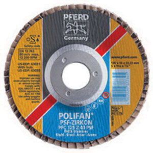 PFERD 62052 4-1/2" X 7/8-11 40 GRIT PSF ZIRCONIA POLIFAN FLAP DISC (10/BOX)