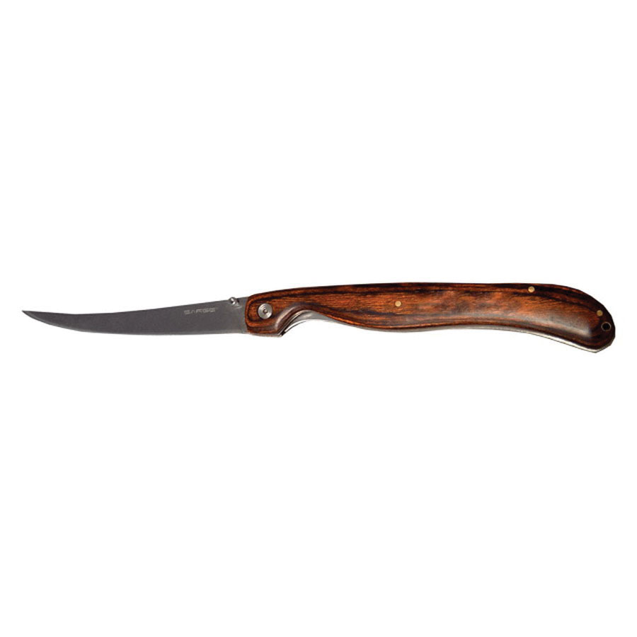 SARGE KNIFE SK-131 PAKKAWOOD FOLDING BLADE FILLET KNIFE W/HEAVY DUTY NYLON CARRYING CASE