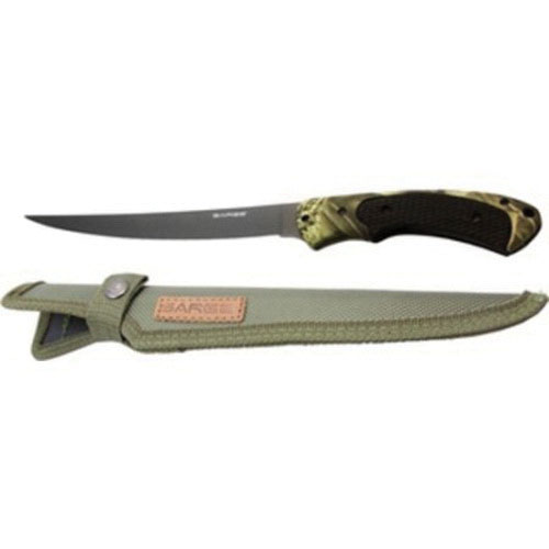 SARGE KNIFE SK-132 CAMO FIXED BLADE FILLET KNIFE w/NYLON SHEATH WITH HARD LINER