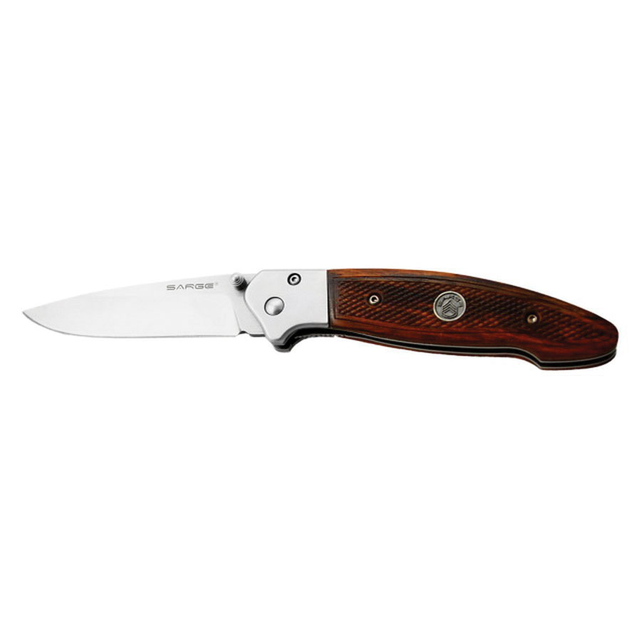 SARGE KNIFE SK-405 WOOD PISTOL GRIP LINER LOCK FOLDER w/POCKET CLIP