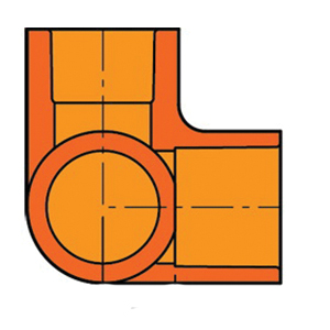 Spears® FlameGuard® Orange CPVC SCH 40 Molded 90 deg Standard Elbow with Side Outlet, Socket