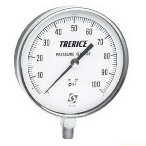 4-1/2 LF TRERICE 620B 0/100 PSI CONTRACTOR DRY PRESSURE GAUGE 1/4 NPT/LOWER CONN LEAD FREE #620B4502LA110 *Compliant with Lead Free Drinking Water Act.
