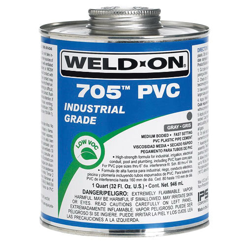 QT CAN WELD-ON #705 GRAY PVC CEMENT #10090 (HAZMAT - NO UPS)